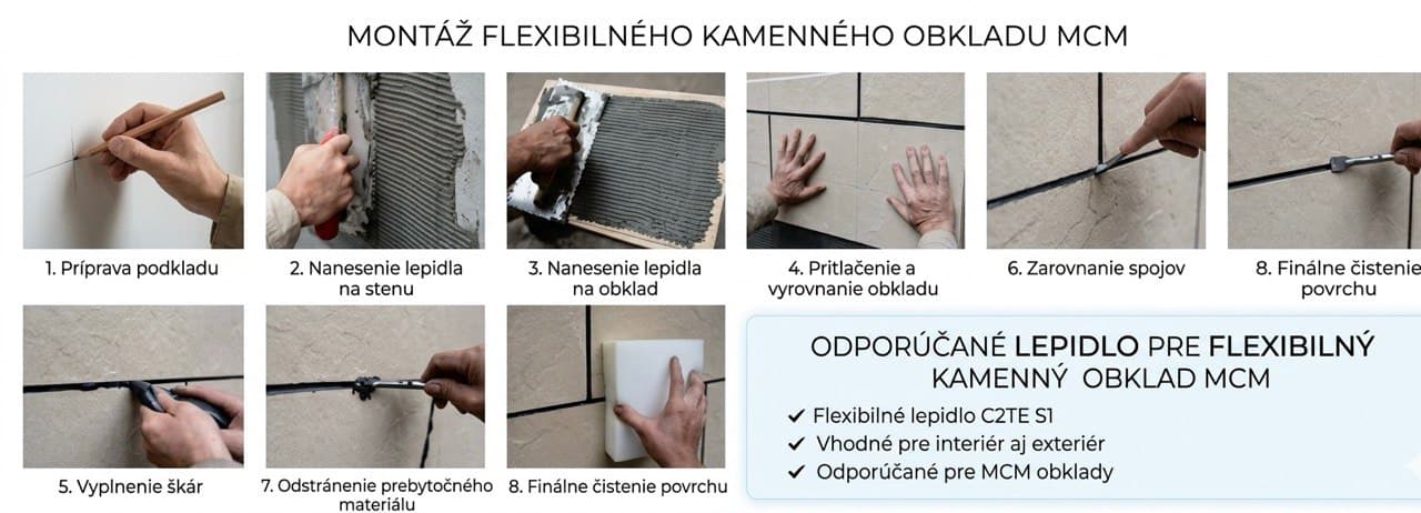Postup montáže flexibilného kamenného obkladu MCM krok za krokom