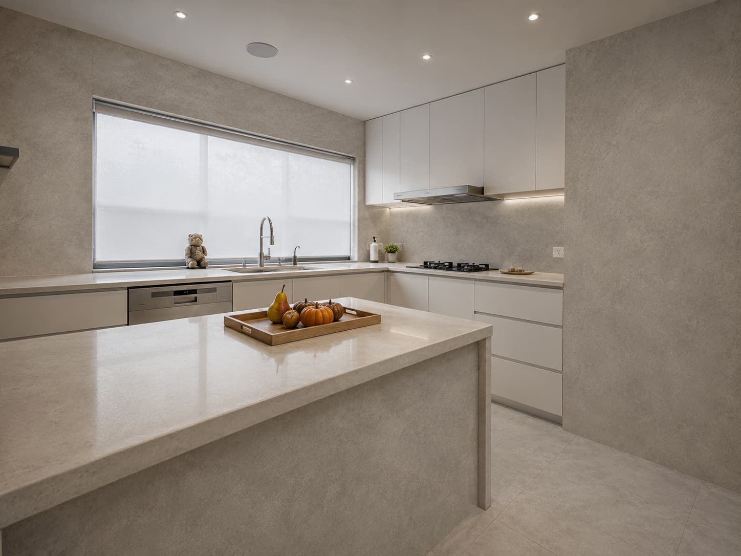 PVC panel do kuchyne Taupe Concrete za pracovnou doskou
