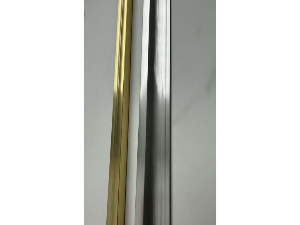 Hliníková ukončovacia lišta typu "U" pre PVC mramorové panely, zlatá a strieborná farba.