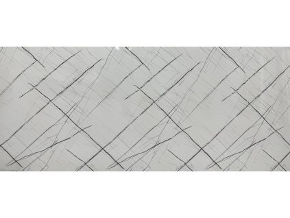 Biely PVC mramorový panel s čiernymi diagonálnymi líniami a pravidelným vzorom 3005 – AT Europe
