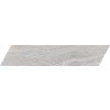 Spanische Feinsteinzeugfliese Orinoco Gris Chevron 8x40 cm in grauer Holzoptik