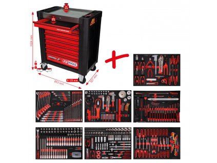 KS Tools Performanceplus súprava dielenského vozíka P10 so 397 náradiami pre 7 zásuviek