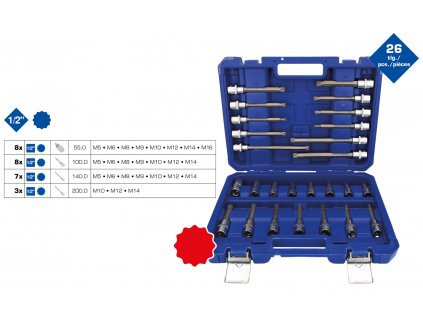 Briliant tools BT022026 1/2" súprava nástrčkových kľúčov, 26-dielna, tisíchranový profil, XZN