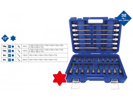 Briliant tools BT022532 1/2" súprava nástrčkových kľúčov, 32-dielna, Torx profil