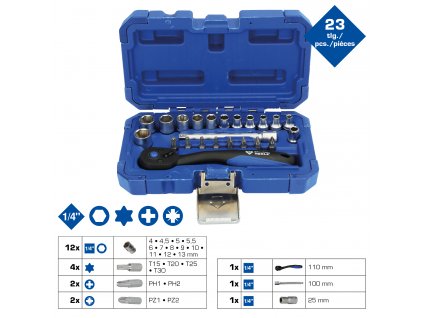 Briliant tools BT020023 1/4" súprava nástrčkových kľúčov, 23-dielna
