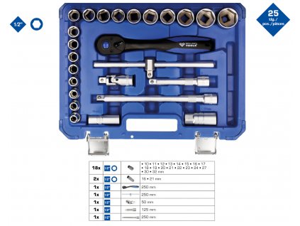 Briliant tools BT022025 1/2" súprava nástrčkových kľúčov, 25-dielna