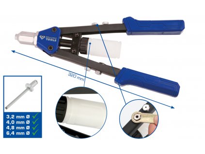 Briliant tools BT066900 Ručné nitovacie kliešte pre O 3,2-4,0-4,8-6,4 mm nity