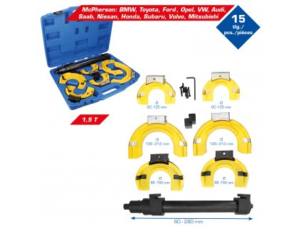 Briliant tools BT651200 Súprava napinákov pružín, 15-dielna, s plastovými ochrannými vložkami