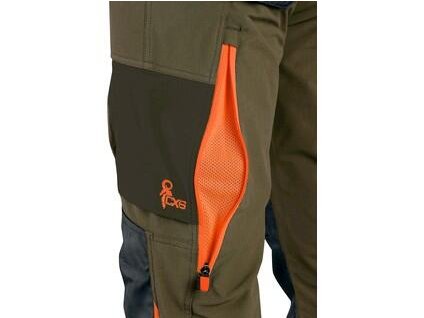 Kalhoty CXS NAOS pánské, khaki-olive, HV oranžové doplňky