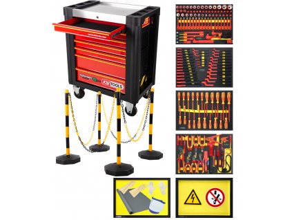 KS Tools PERFORMANCEplus dielenský vozík e10 so 164 kusmi izolovaného náradia pre hybridné vozidlá a elektromobily