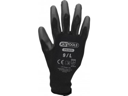 KS Tools Mikrojemné pletené rukavice - čierne, 9, 12 párov