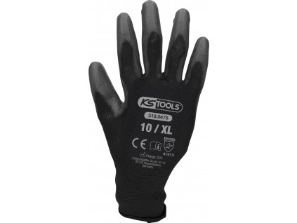 KS Tools Mikrojemné pletené rukavice - čierne, 10, 12 párov