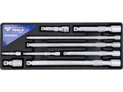 Briliant tools BT020009 Súprava sklápacích predĺžení 1/4" + 3/8" + 1/2", 9-dielna