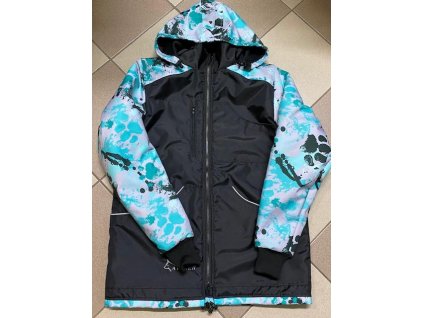 ZIMNÍ BUNDA černá/barevná ramena a rukávy/