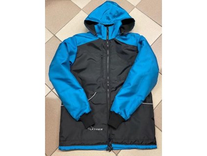 ZIMNÍ BUNDA černá/barevná ramena a rukávy/