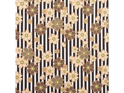 Kytka v proužku hnědá - ŠUSŤÁK KOČÁRKOVÝ /kočárkovina/nepromokavý HF úprava