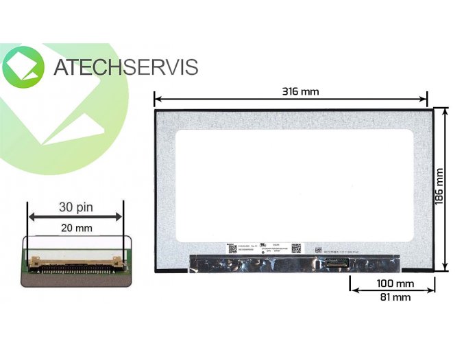 14.0" LCD led slim displej Full HD IPS - 30pin edp vstavaná elektronika