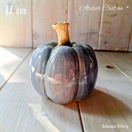 Keramická Autorská Dýně Mayco 12 cm | Modrá Dýmová