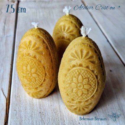Svíčka z Včelího Vosku | Vajíčko Ornament 7,5 cm