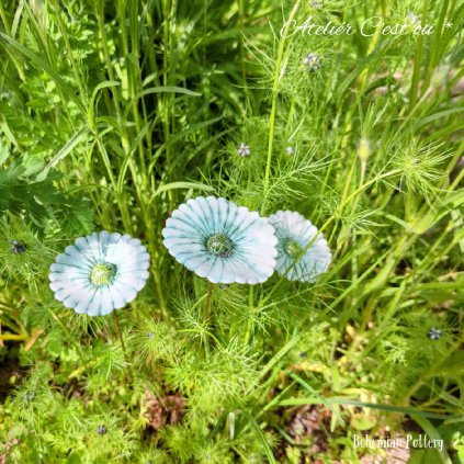 Keramická Květina Kopretina na Stonku z Drátu 6,5 a 7,5 cm | Bílá Bělostná 🌼