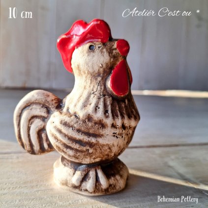 Keramický Kohoutek Floutek 10 cm 🐓 Přírodní s Patinou Burel