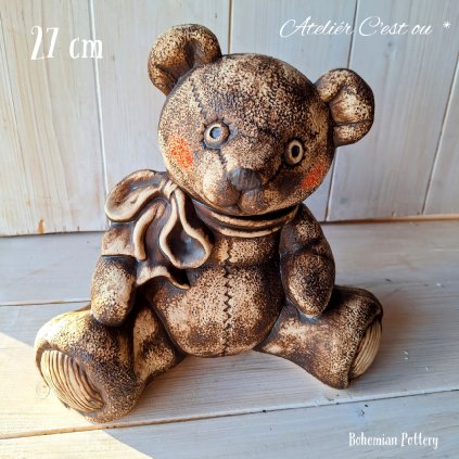 Keramický ručně Litý Medvěd Medvěďák s Mašlí | 27 cm