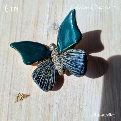 Drobná Keramická Dekorace Ručně Modelovaný Motýlek 6 cm