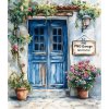 janalagry Watercolor painting of an old rustic blue door with 42dda88d d321 477a 9b62 e51f449dcbd0 0
