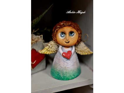 Anděl zvoneček-keram.figurka