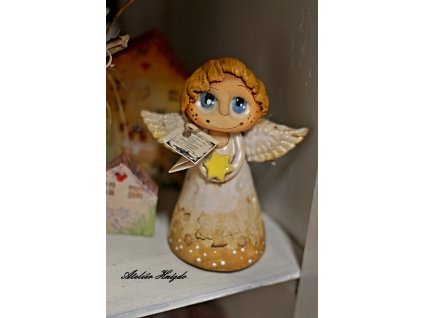 Anděl zvoneček-keram.figurka
