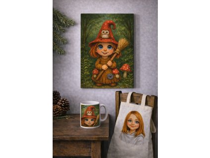 Autorský obrázek - Malá čarodějka se sovičkou