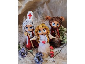 Keramické postavičky-Mikuláš, čert a anděl