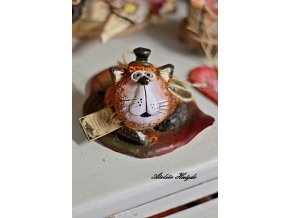 Kočka na listu-keram.figurka