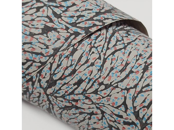 Glejovaný dekor papier s reliéfom 0303 modro-červený