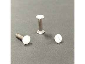 Skrutka knihárska 20mm nikel + biele hlavičky