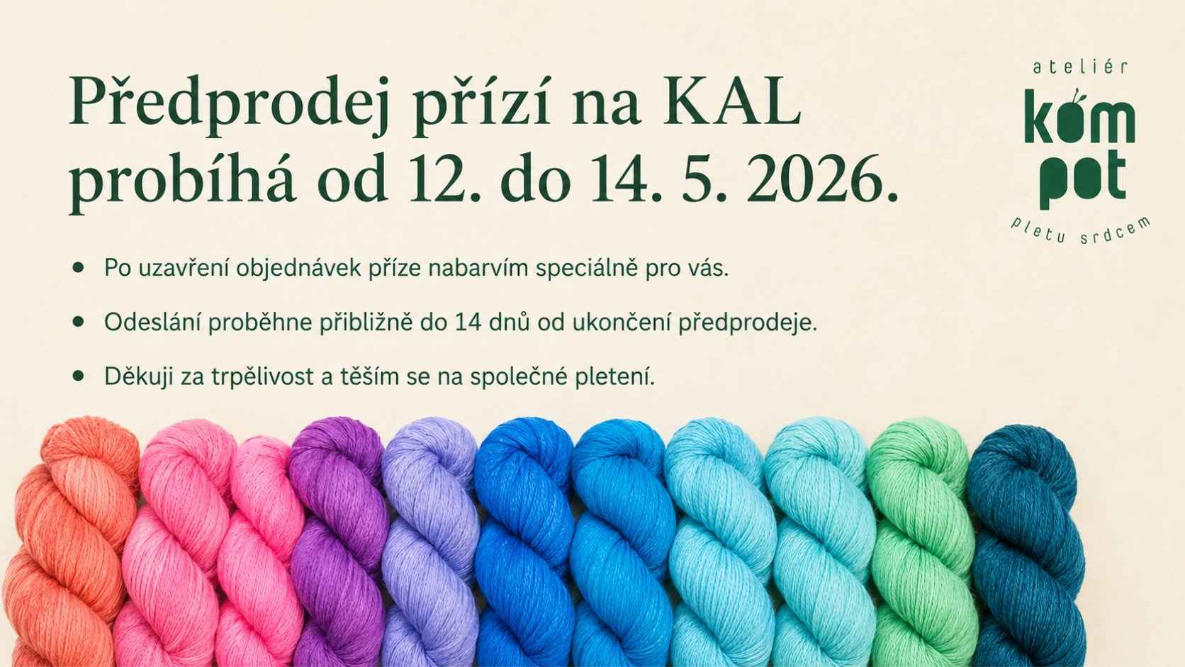 Ateliér kompot1 ručně barvená příze