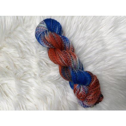 Ručně barvená ponožková příze - Modro oranžové