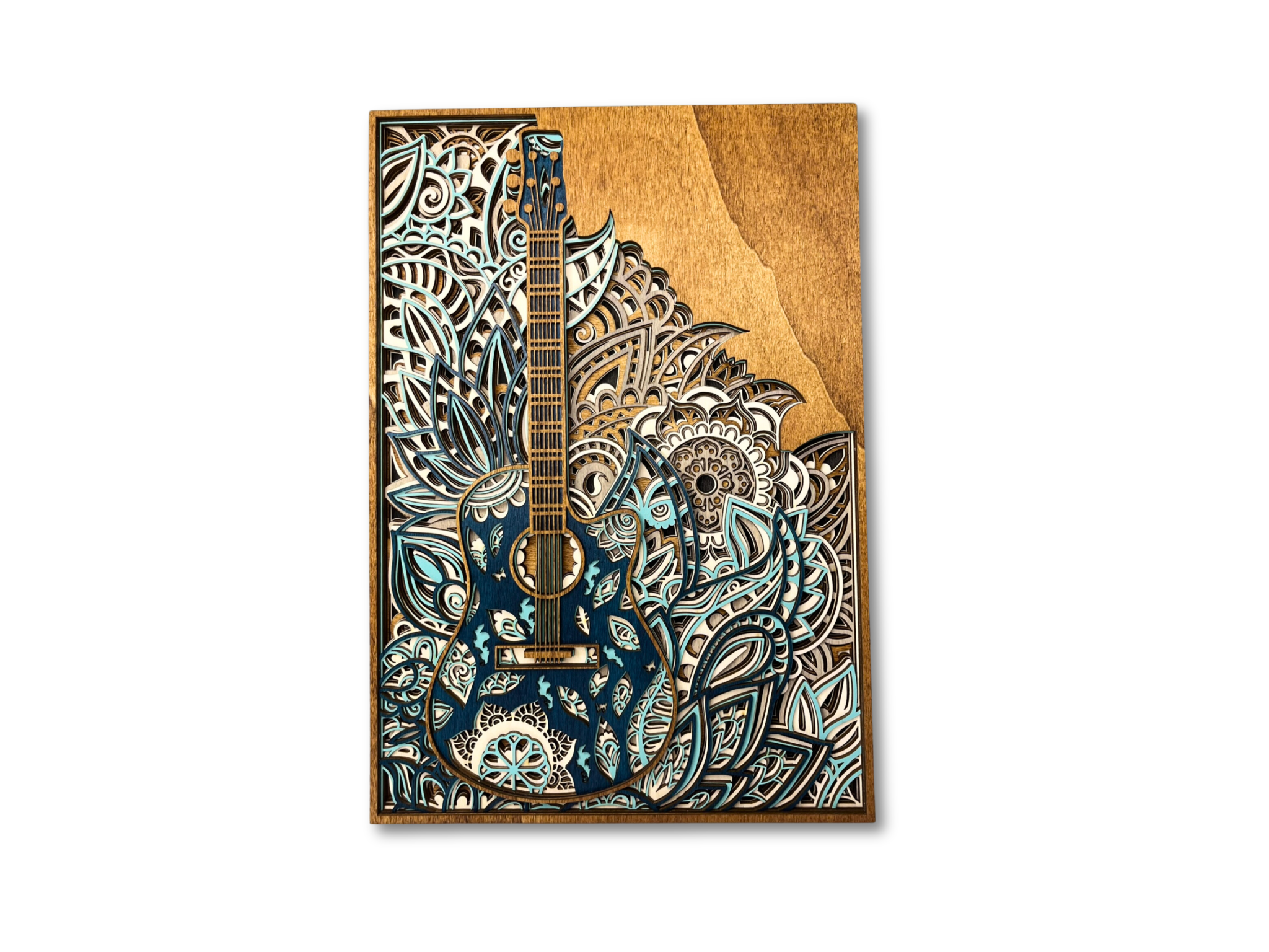 Obraz vrstvené kytary – dřevěná vícevrstvá dekorace