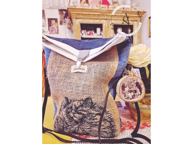 Kabelka modrá"Kočičák"