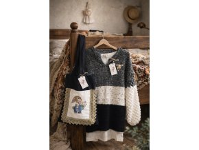 Háčkovaný svetr šedivý