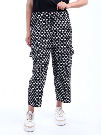 Viskózové kalhoty s geometrickým vzorem (Velikost XL / EU 54 / MR 29)