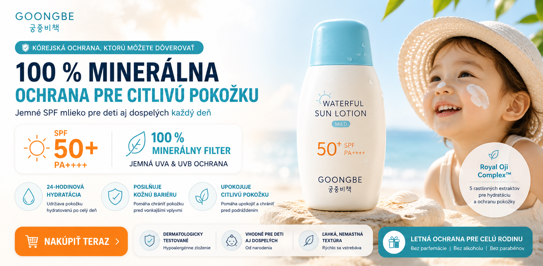 GOONGBE Hydratačné slnečné mlieko SPF 50+ PA++++