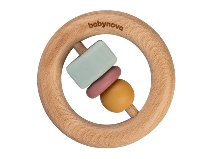 Baby Nova Silikónovo drevená hryzačka kruh 1 ks