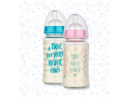 Baby Nova Dojčenská sklenená fľaša so širokým hrdlom 0-24m 230 ml
