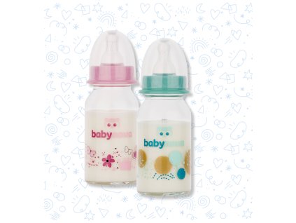 Baby Nova Dojčenská sklenená fľaša so štandardným hrdlom 0-24m 120 ml