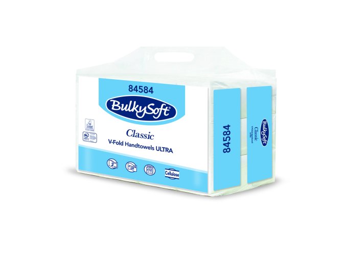 BULKYSOFT Papírové ručníky skládáné V, 2 vrstvé, 3000ks, PE balení