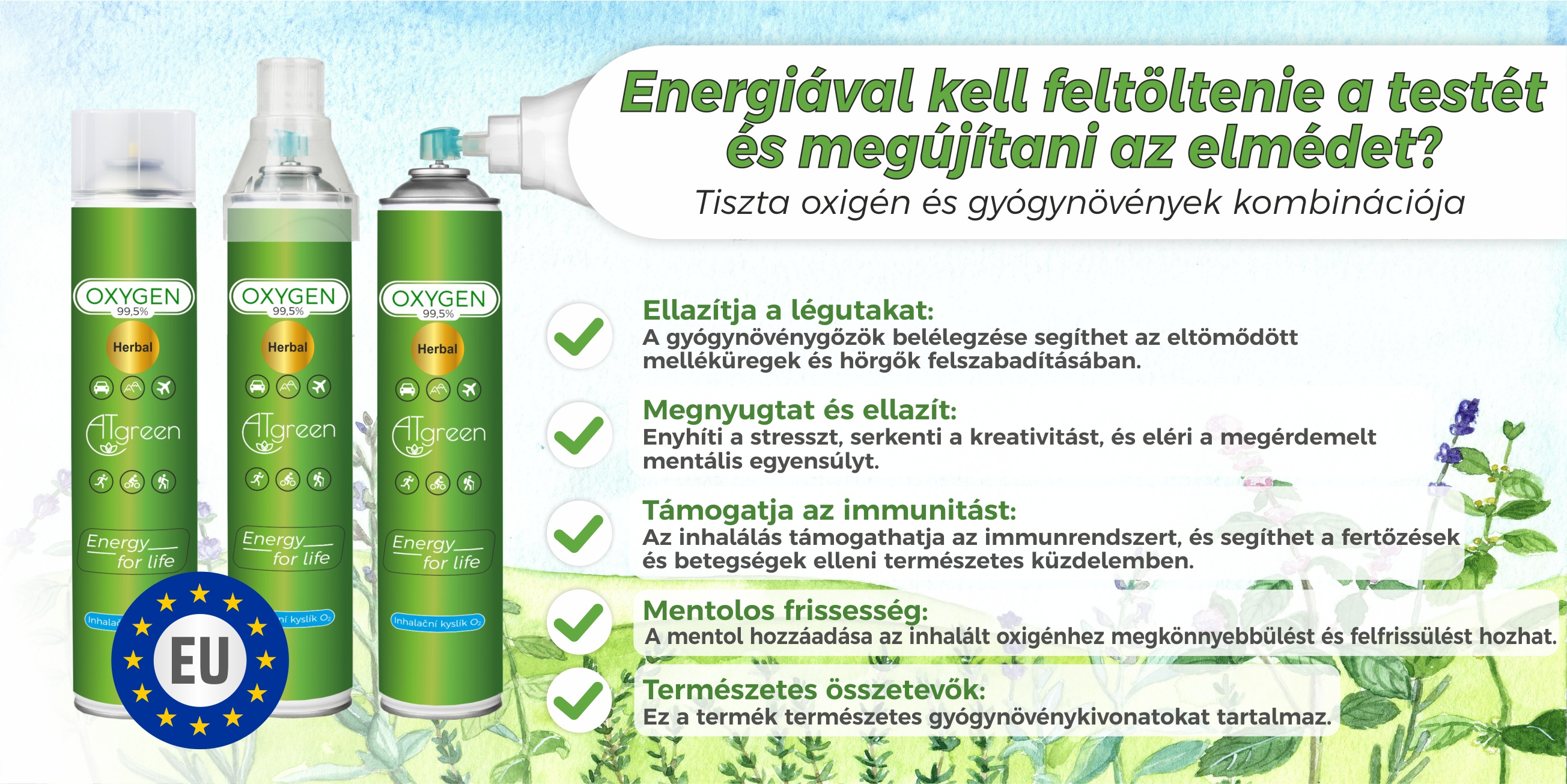 Inhalációs oxigén O2 Herbal