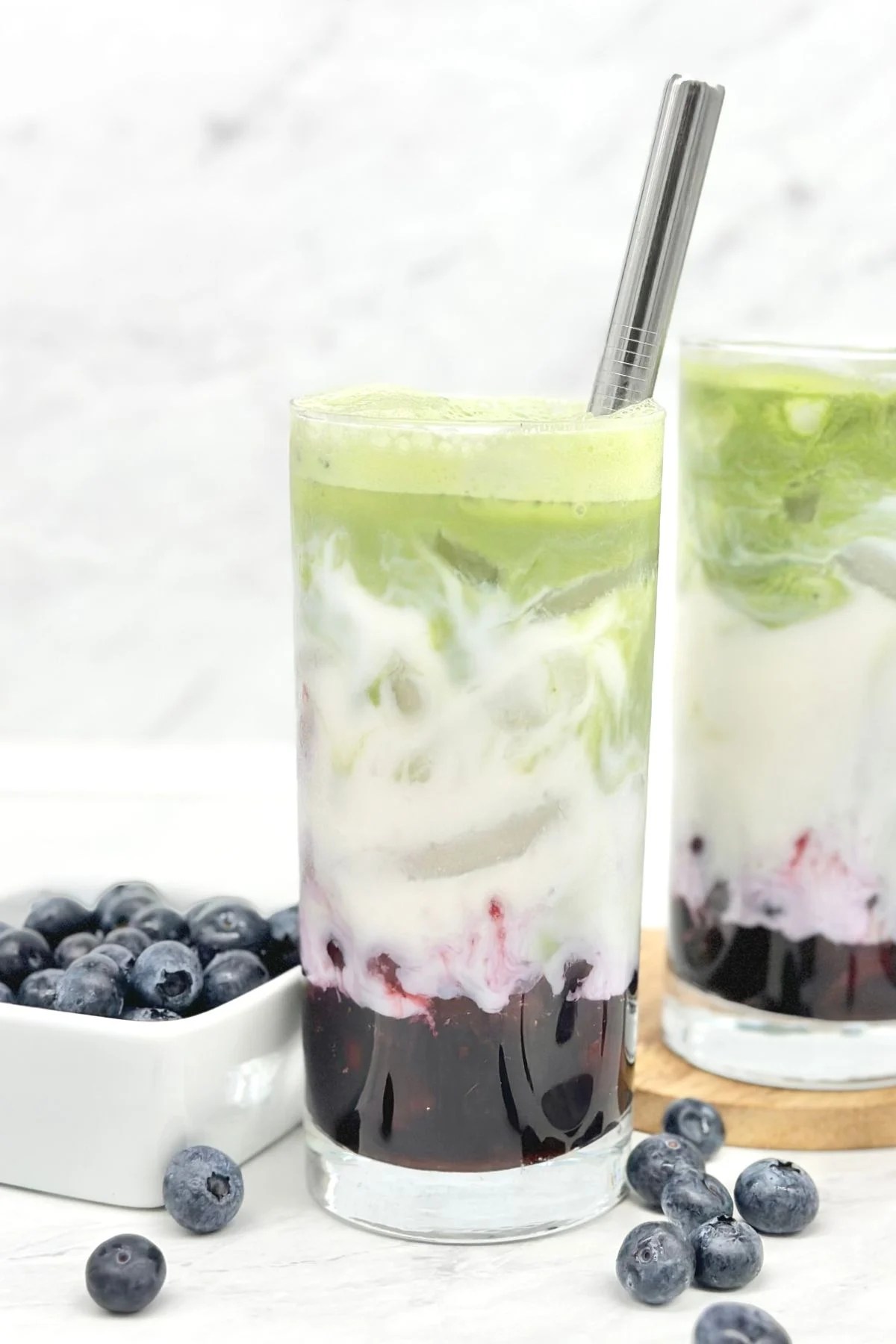 Matcha Dalgona Blueberry