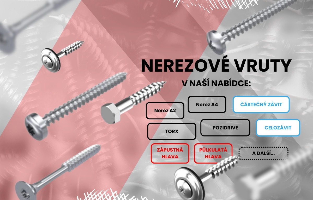 Nerezové vruty v naší nabídce infografika