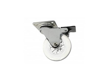 Kolečko 75mm otočné s brzdou transparentní 45 kg pl.60x60